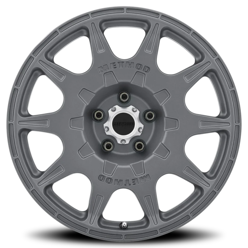 Method MR502 RALLY 17x8 +38mm Offset 5x4.5 67.1mm CB Titanium Wheel - Side View