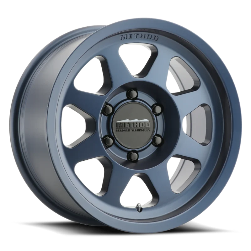 Method MR701 17x9 -12mm Offset 5x5 71.5mm CB Bahia Blue Wheel - Side View