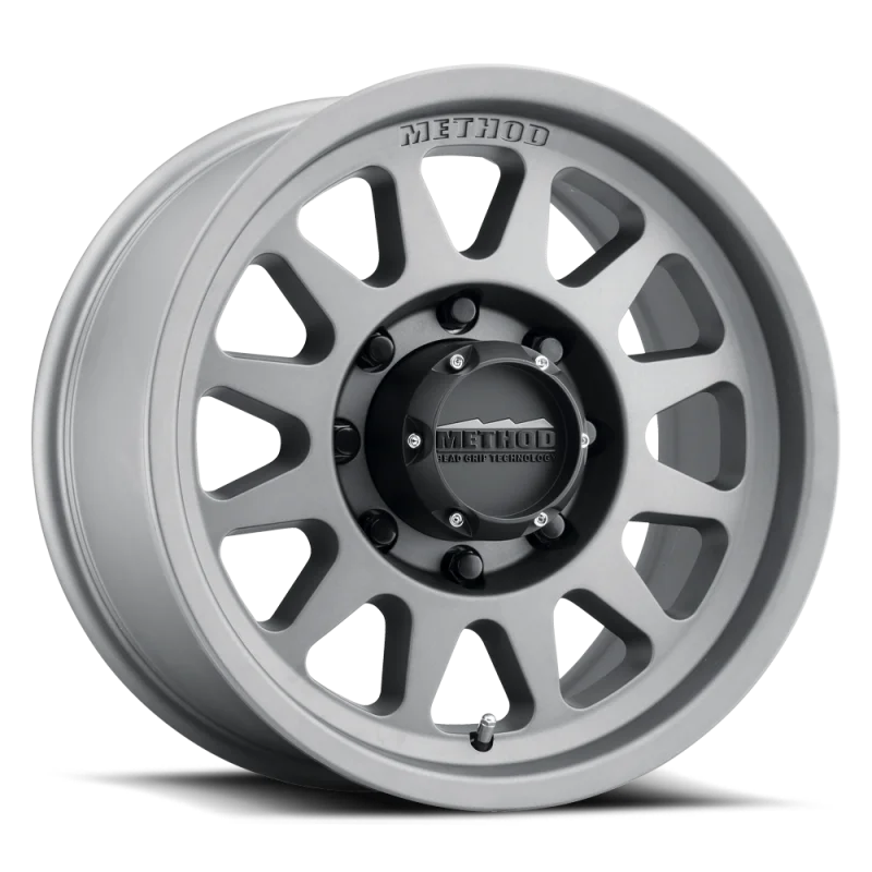 Method MR704 HD 17x9 18mm Offset 8x180 130.81mm CB Titanium Wheel