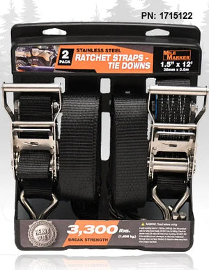 Mile Marker 1.5" x 12ft Stainless Ratchet Strap (2-pack) 1715122 - Main Product View
