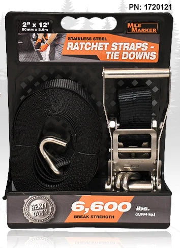 Mile Marker 2" x 12ft Stainless Ratchet Strap (1-pack) 1720121 - Main Product View