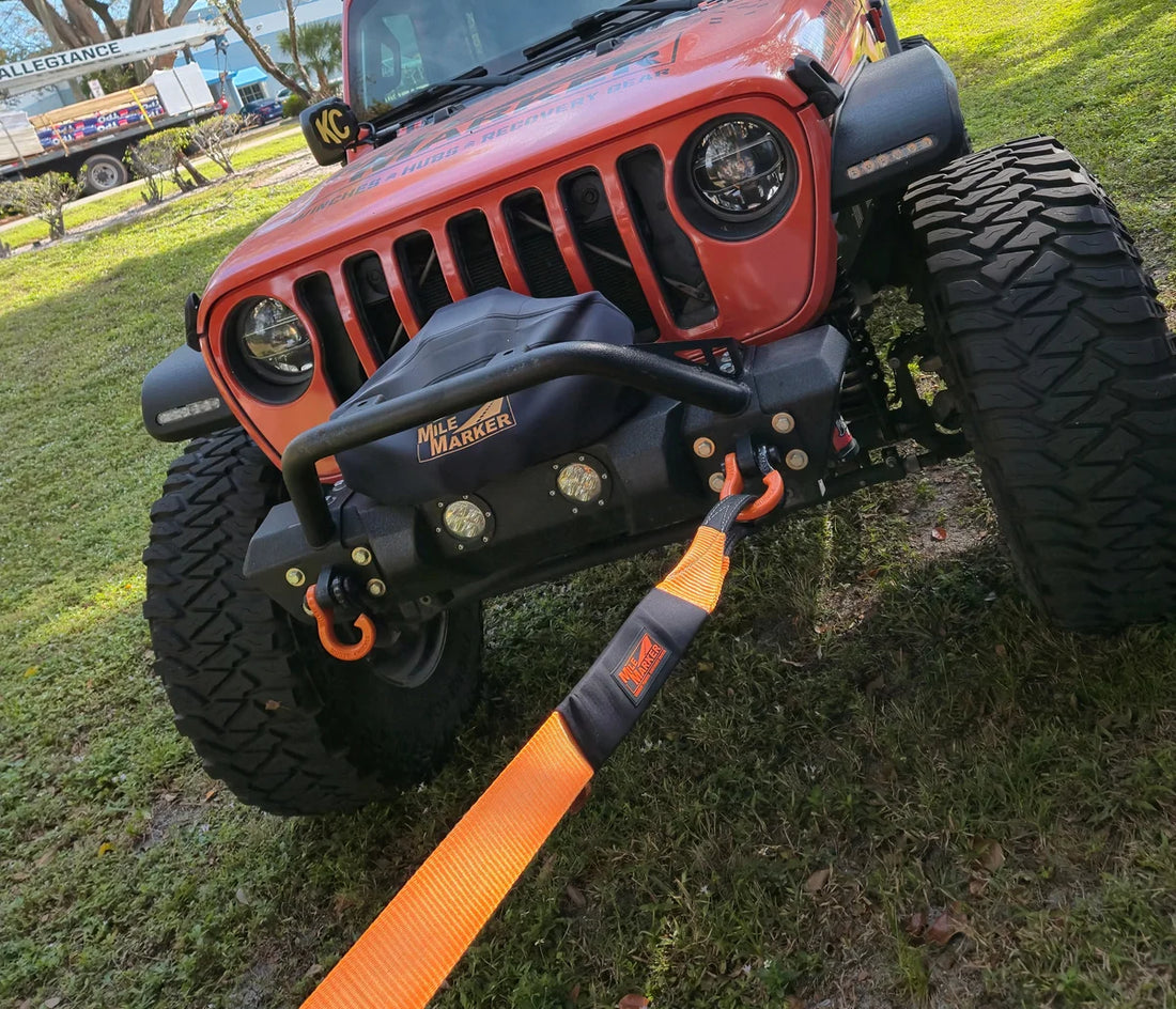 Mile Marker 3" x 15ft Orange Tow Strap 30,000LB - Side View