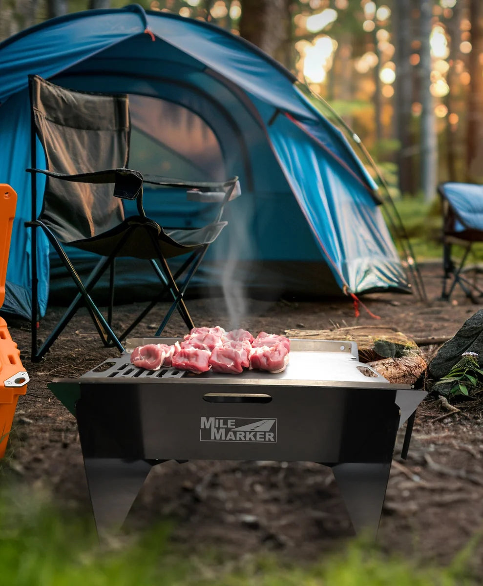 Mile Marker Collapsible Fire Pit and Grill with Portible Carry Bag 32006 - Side View
