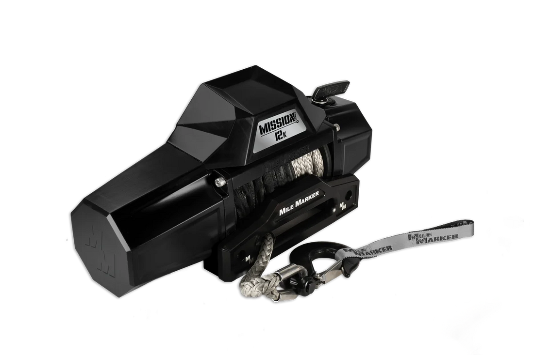 Mile Marker Mission 12K Capacity Winch with Synthetic Rope - Covert Black 78-53251 - Back View