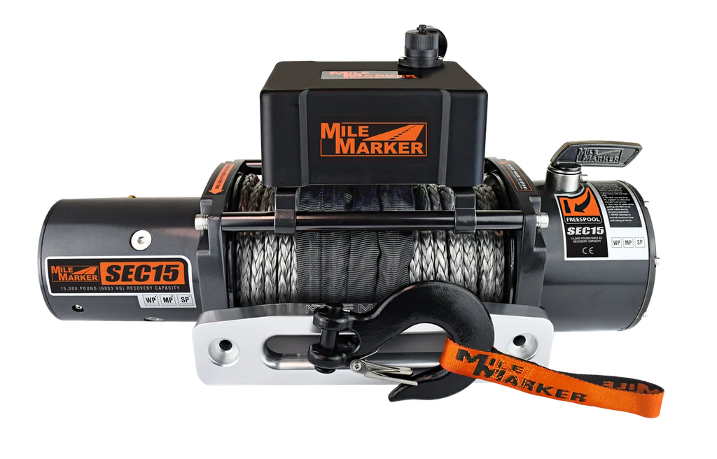 Mile Marker SEC15 Truck/SUV Winch 15,000 lb. Capacity with Synthetic Rope & Strap 76-53260W - Main Product View