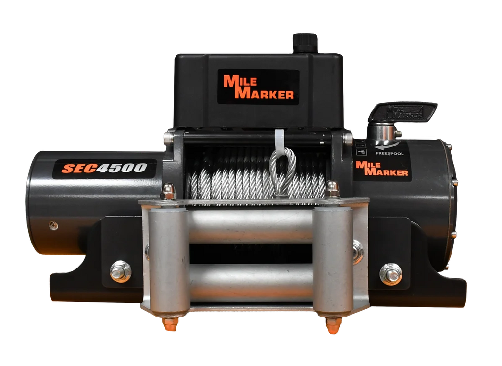 Mile Marker SEC4500 GENERAL PURPOSE WINCH WITH STEEL CABLE AND MOUNTING PLATE 76-50115BW - Main Product View