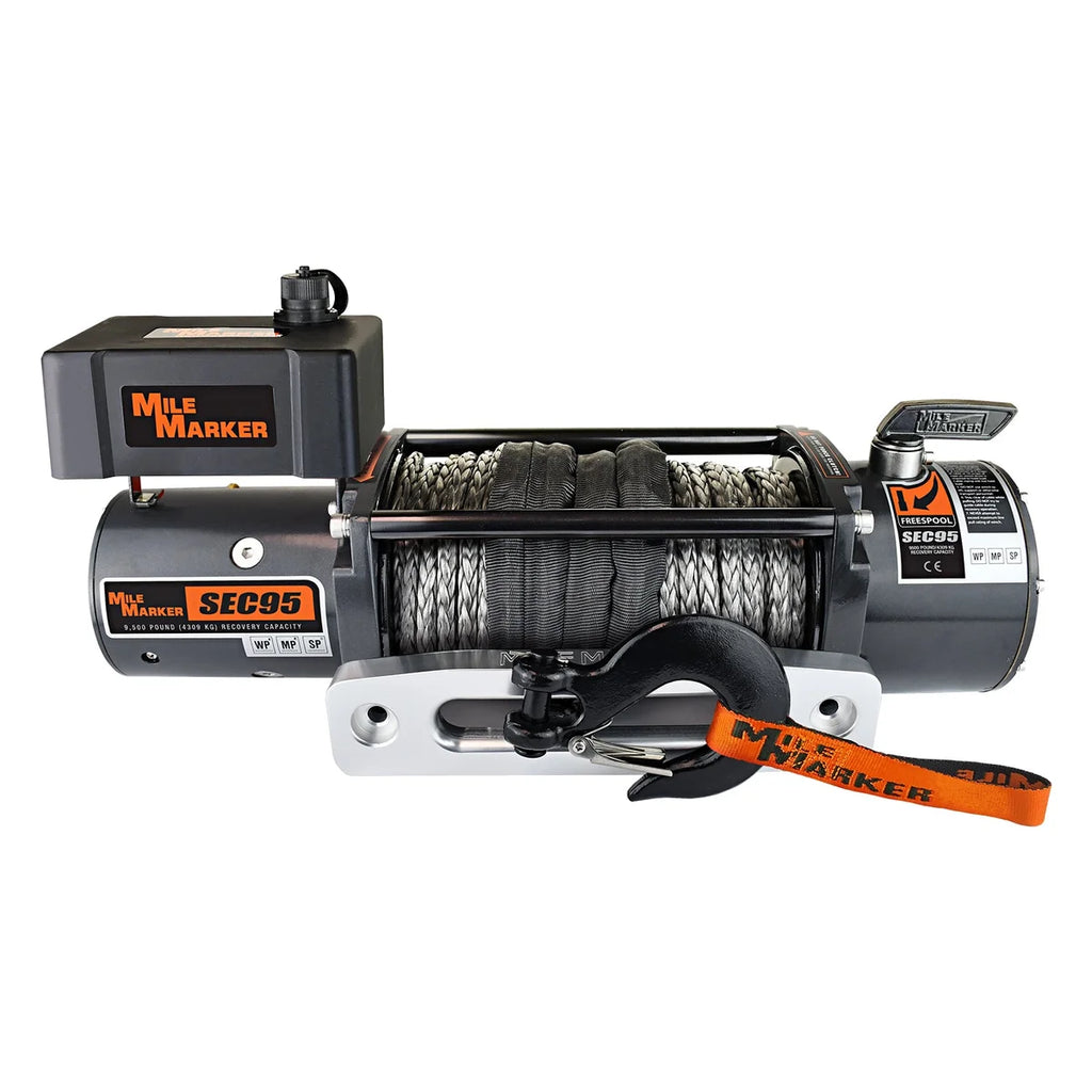 Mile Marker SEC9.5 Truck/SUV/Jeep Winch  9,500 lb. Capacity with Synthetic Rope 76-53246BW - Side View