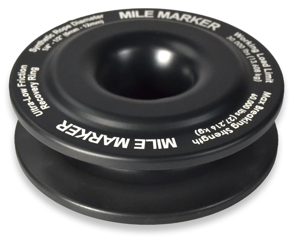 Mile Marker Ultra-Low Friction Recovery Ring - 30K Work Load - 60K Break - 4.23" - Black 60300-CB - Back View