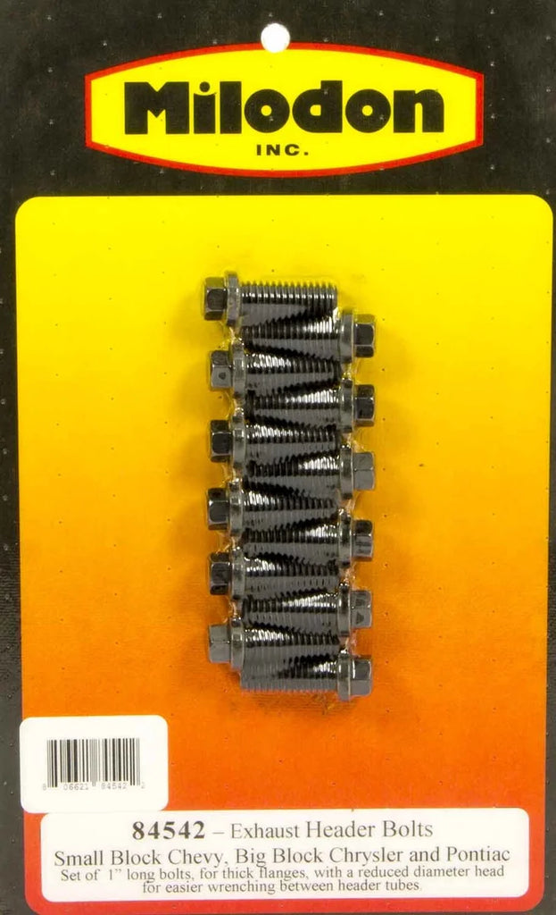 Milodon Header Bolt Kit - SBC 6pt. 3/8in x  1in 84542