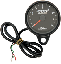 Load image into Gallery viewer, Mini Electronic Tachometer - Black - Backlit LED Black Face - 2.4" DragSpecialties 21-6894BDS - Main Product View