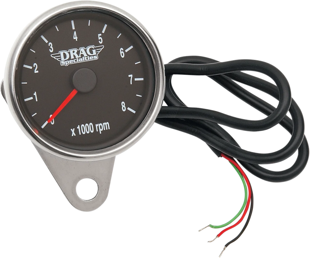 Mini Electronic Tachometer - Polished - Backlit LED Black Face - 2.4" DragSpecialties 21-6894DS - Main Product View