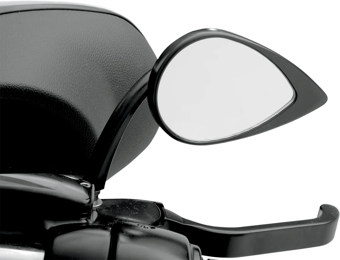 Mirror - Tear Drop - Black - Short Stem DragSpecialties 0640-0690 - Back View