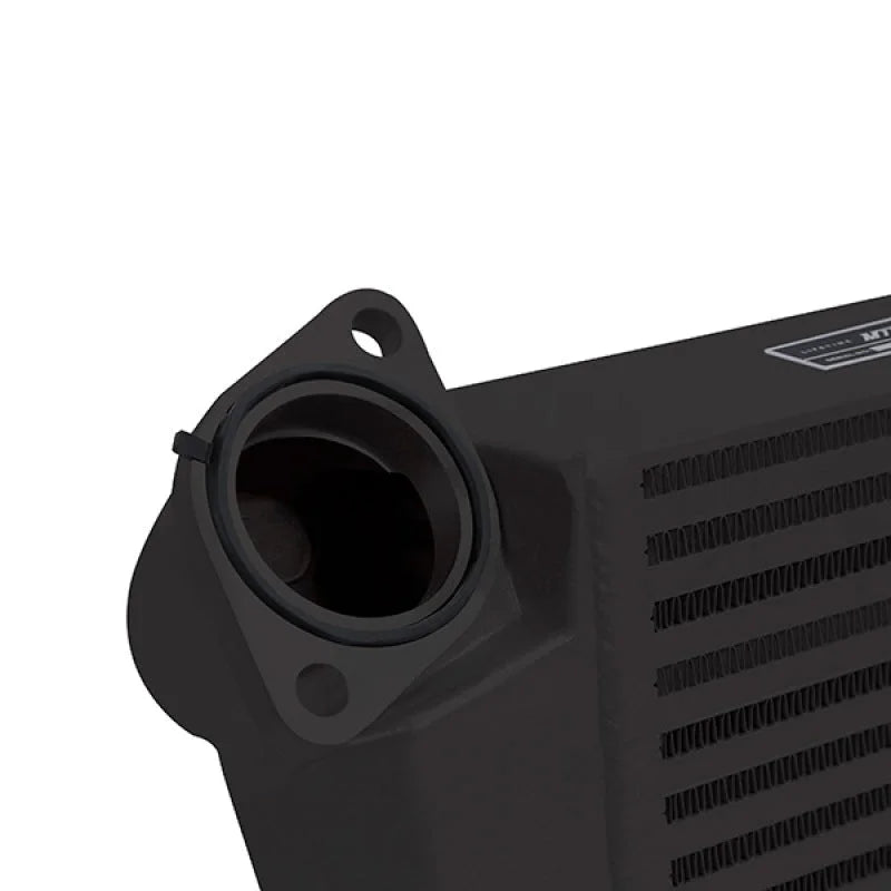 Mishimoto 08-14 Subaru WRX Top-Mount Intercooler Kit - Powder Coated Black & Blue Hoses - Side View