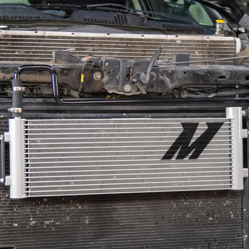 Mishimoto 10-12 Ram 2500/3500 6.7L Cummins Transmission Cooler - Back View
