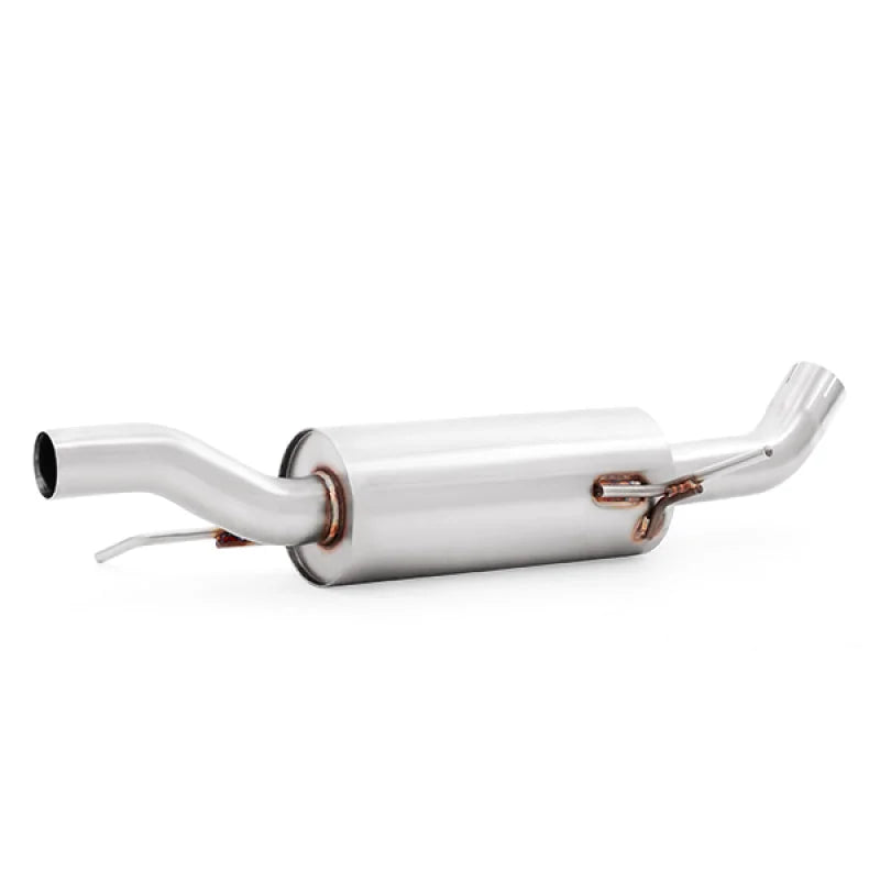 Mishimoto 14-16 Ford Fiesta ST 1.6L 2.5in Stainless Steel Cat-Back Exhaust w/ Black Tips - Side View