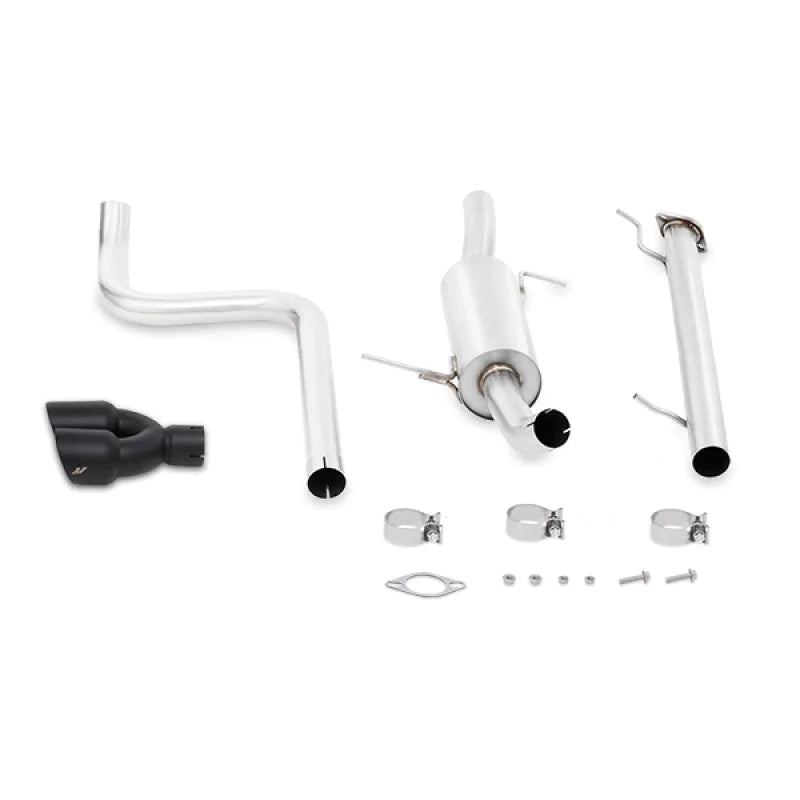 Mishimoto 14-16 Ford Fiesta ST 1.6L 2.5in Stainless Steel Cat-Back Exhaust w/ Black Tips - Installation View