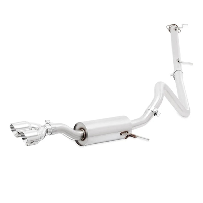 Mishimoto 14-16 Ford Fiesta ST 1.6L 2.5in Stainless Steel Cat-Back Exhaust w/ Polish Tips - Installation View
