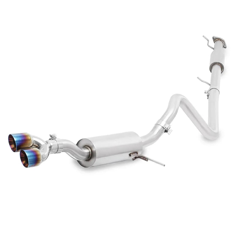 Mishimoto 14-16 Ford Fiesta ST 1.6L 2.5in Stainless Steel Resonated Cat-Back Exhaust w/ Burnt Ti - Back View