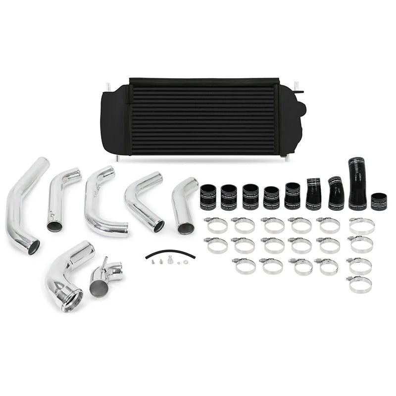 Mishimoto 15-16 Ford F-150 EcoBoost 3.5L Black Performance Intercooler Kit w/ Polished Pipes - Side View