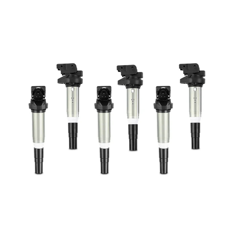 Mishimoto 2002+ BMW M54/N20/N52/N54/N55/N62/S54/S62 Six Cylinder Ignition Coil Set of 6 - Side View