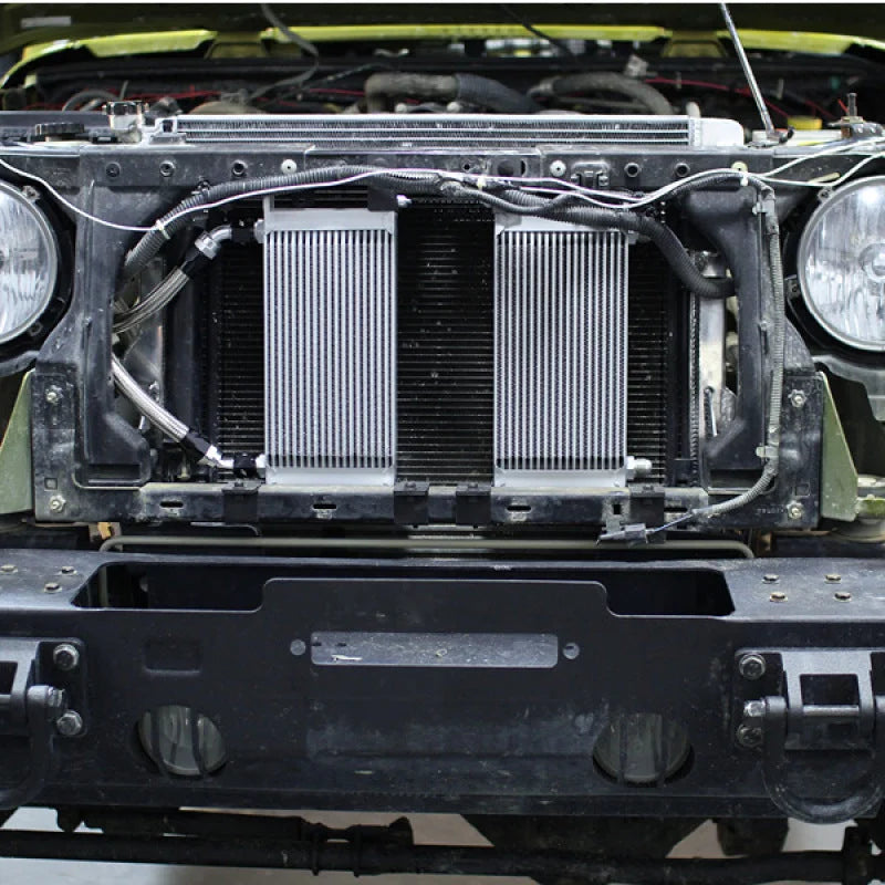 Mishimoto 2007-2011 Jeep Wrangler JK Oil Cooler Kit Thermostatic Black - Installation View