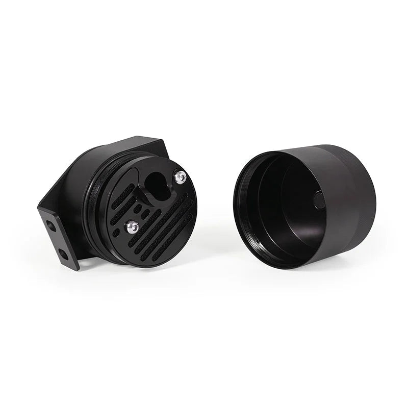 Mishimoto 2008-2010 Powerstroke Baffled Oil Catch Can Kit - Side View