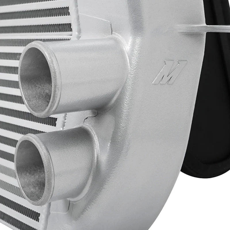 Mishimoto 2011-2014 Ford F-150 EcoBoost Silver Intercooler w/ Polished Pipes - Side View