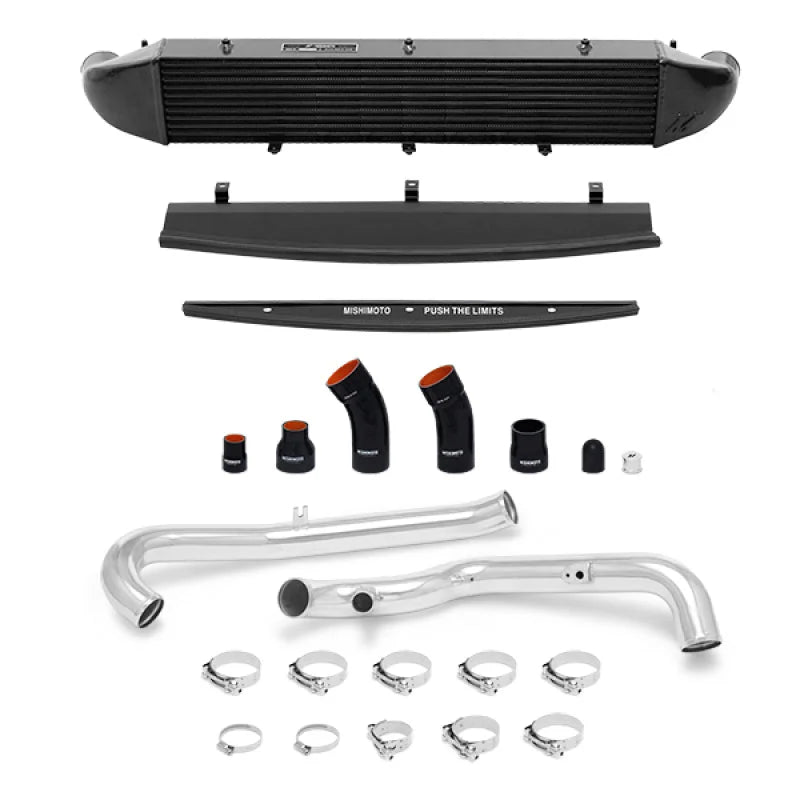 Mishimoto 2014-2016 Ford Fiesta ST 1.6L Front Mount Intercooler (Black) Kit w/ Pipes (Silver) - Side View