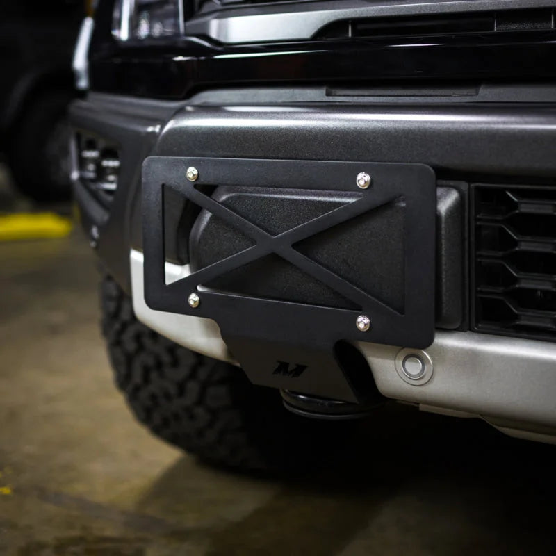 Mishimoto 2015+ Ford F-150 Tow Hook License Plate Relocation Bracket - Installation View