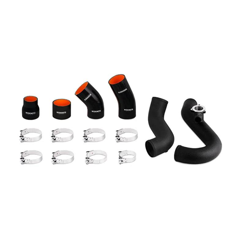 Mishimoto 2015 Ford Mustang EcoBoost Performance Intercooler Kit - Silver Core Wrinkle Black Pipes - Back View