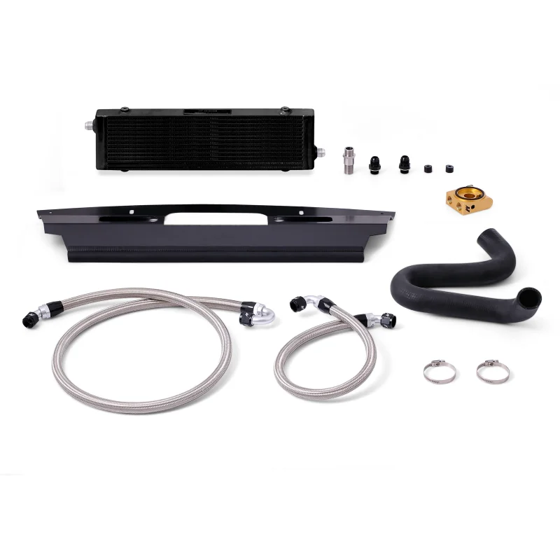 Mishimoto 2015+ Ford Mustang GT Thermostatic Oil Cooler Kit - Black - Installation View