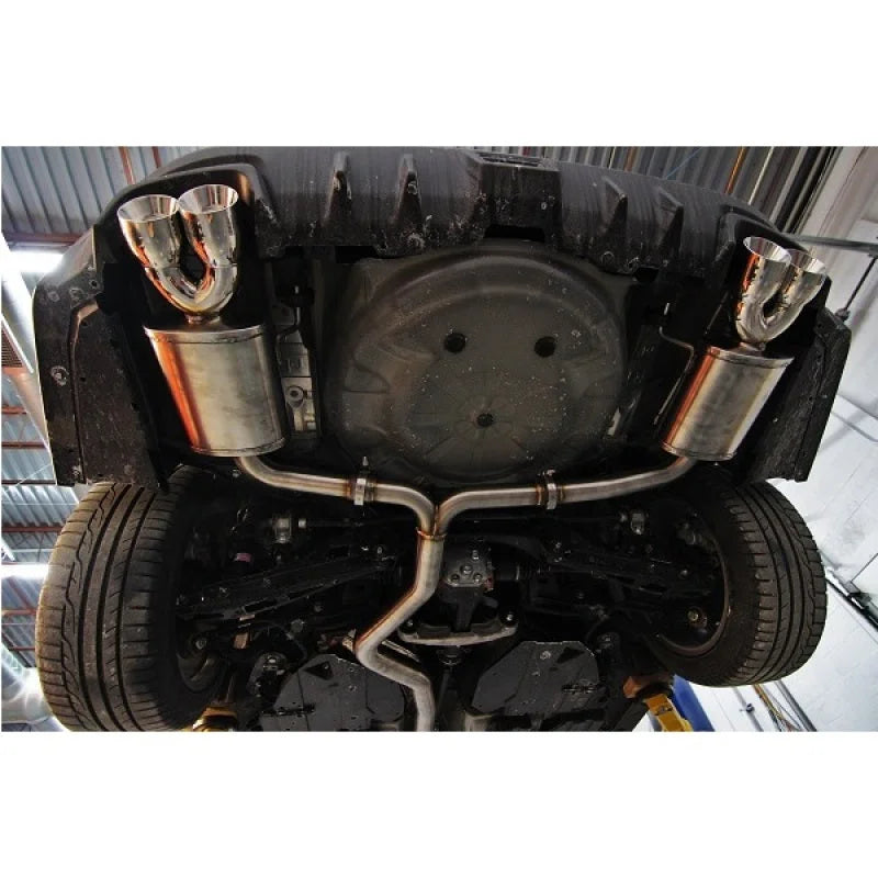 Mishimoto 2015 Subaru WRX 3in Stainless Steel Cat-Back Exhaust - Back View