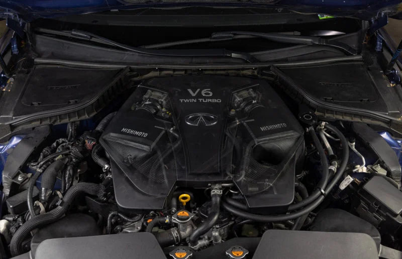 Mishimoto 2016+ Infiniti Q50/60 3.0T Performance Air-To-Water Intercooler Kit - Side View