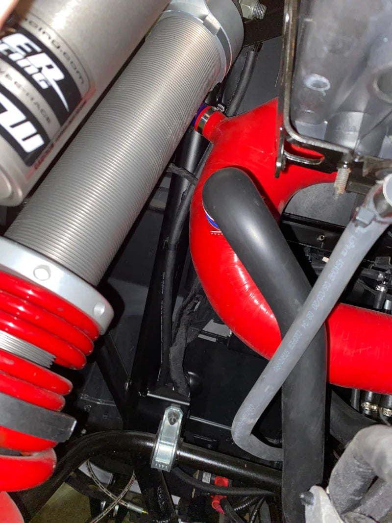 Mishimoto 2016+ Polaris RZR XP Turbo Silicone Intake J-Tube - Red - Side View