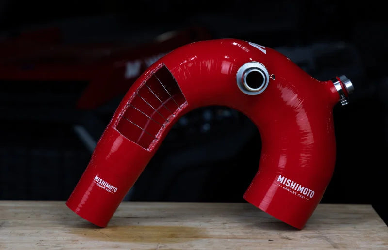 Mishimoto 2016+ Polaris RZR XP Turbo Silicone Intake J-Tube - Red - Back View