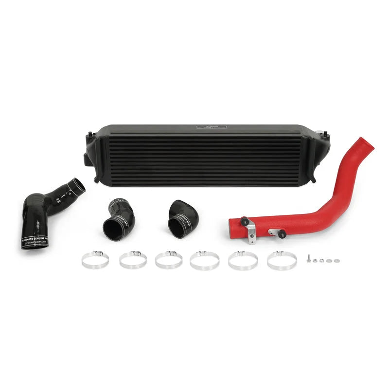 Mishimoto 2017+ Honda Civic Type R Intercooler Kit - Black Intercooler Red Pipes - Side View