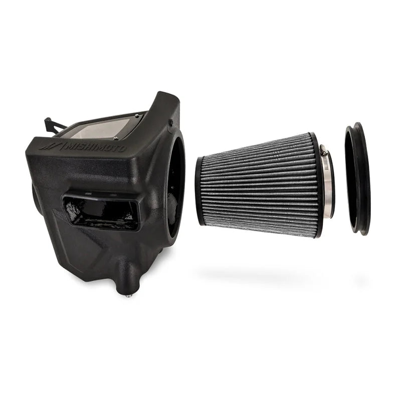 Mishimoto 2021+ Bronco 2.7L Intake/Snorkel Bundle - Dry Washable Filter - Back View