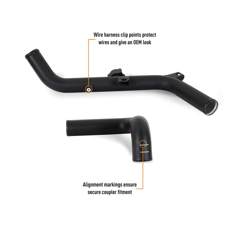 Mishimoto 2021+ Ford Bronco 2.7L High-Mount Intercooler Pipe Upgrade Kit - Wrinkle Black - Side View