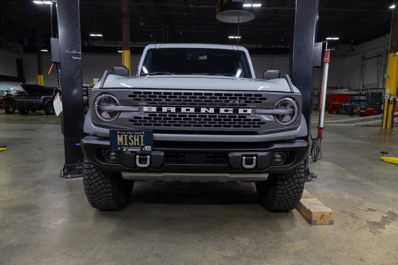 Mishimoto 2022+ Ford Bronco Capable Bumper License Plate Relocation - Installation View