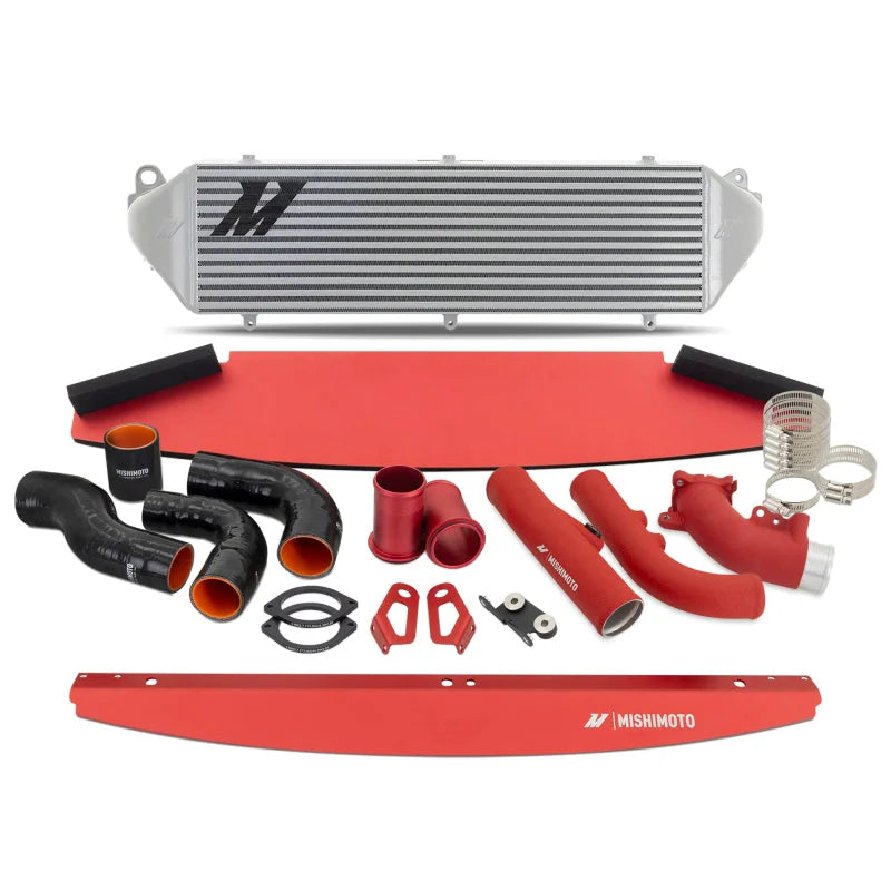 Mishimoto 2023+ Toyota GR Corolla Intercooler & Pipe Kit - Silver Cooler - Red Pipes - Main Product View