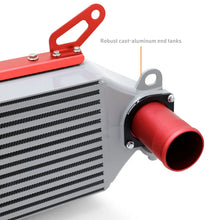 Load image into Gallery viewer, Mishimoto 2023+ Toyota GR Corolla Intercooler &amp; Pipe Kit - Silver Cooler - Red Pipes - Side View