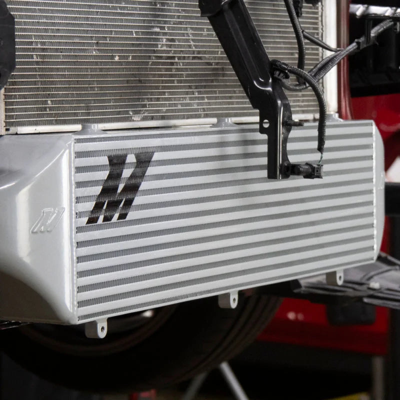 Mishimoto 2023+ Toyota GR Corolla Intercooler & Pipe Kit - Silver Cooler - Red Pipes - Back View