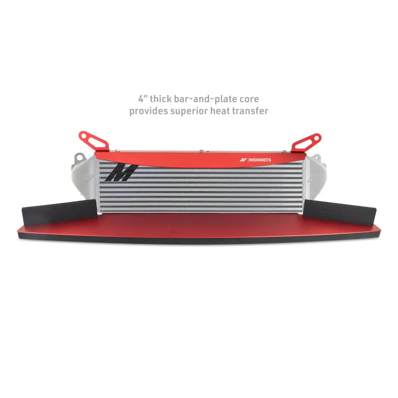 Mishimoto 2023+ Toyota GR Corolla Intercooler & Pipe Kit - Silver Cooler - Red Pipes - Installation View