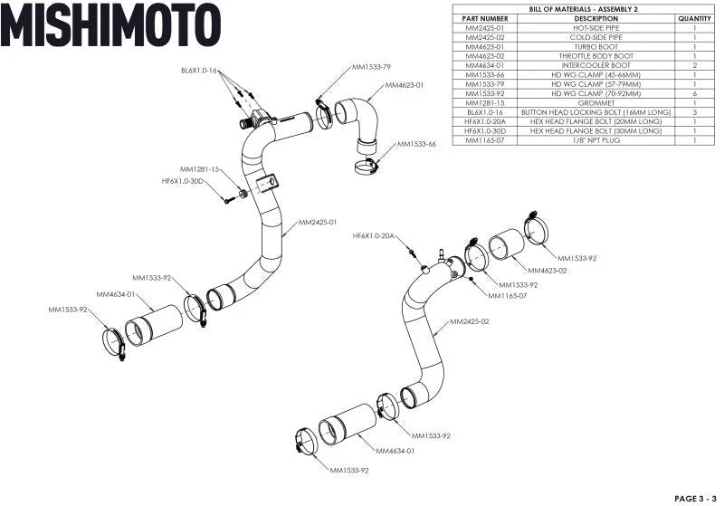 Mishimoto 21+ Bronco 2.3L High Mount INT Kit BK Core P Pipes - Additional View 7