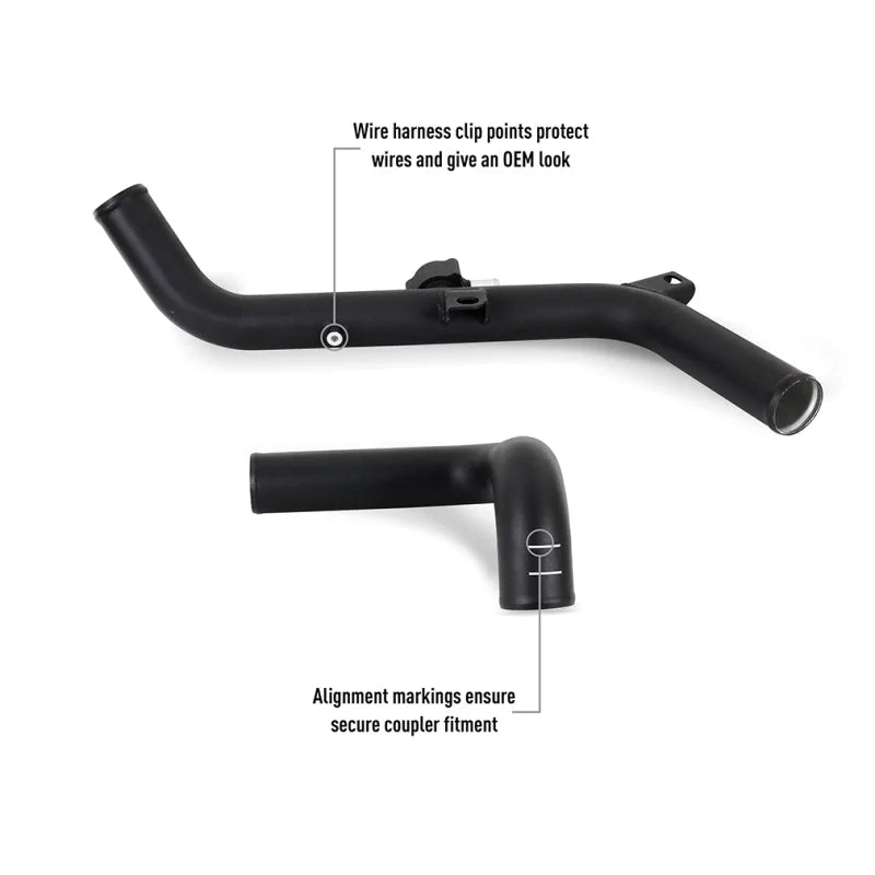 Mishimoto 21+ Bronco 2.7 Stock Location INT Kit MWBK Pipes SL Cooler - Side View