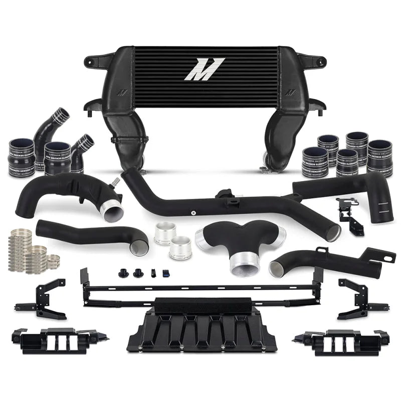 Mishimoto 21+ Ford Bronco 2.7L High Mount INT Kit BK Pipes BK Core - Main Product View