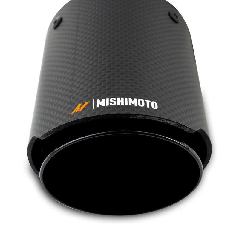 Mishimoto 2x Carbon Fiber Muffler Tip 2.5in Inlet 3.5in Outlet Black - Back View