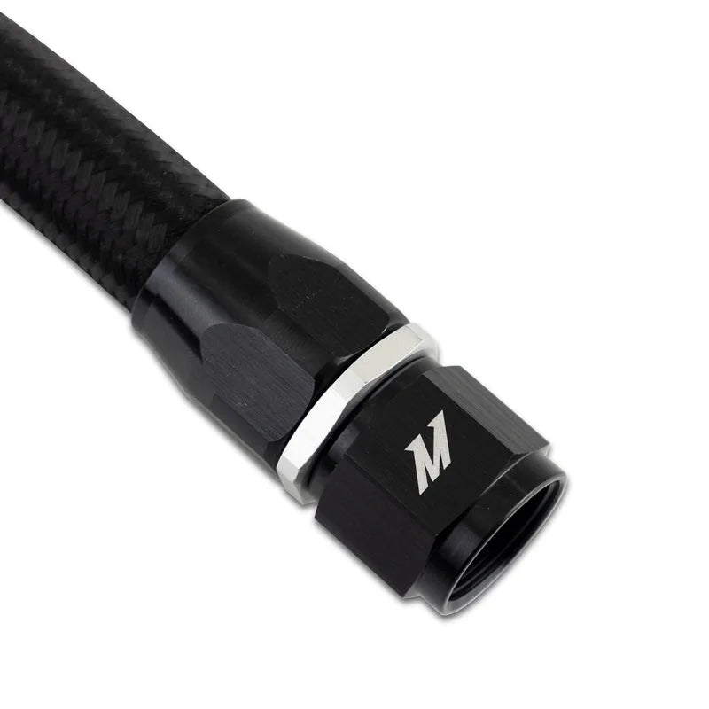 Mishimoto 3Ft Stainless Steel Braided Hose w/ -10AN Straight/90 Fittings - Black - Side View