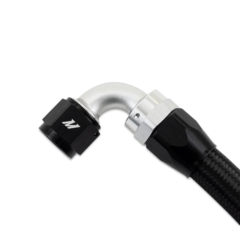Mishimoto 3Ft Stainless Steel Braided Hose w/ -10AN Straight/90 Fittings - Black - Detail View