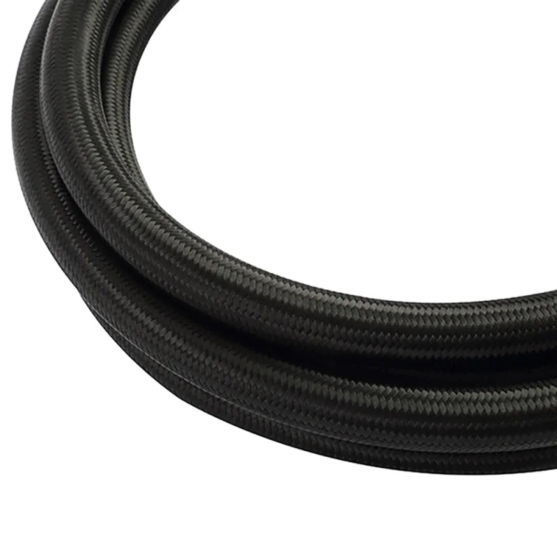 Mishimoto 6Ft Stainless Steel Braided Hose w/ -6AN Fittings - Black - Side View